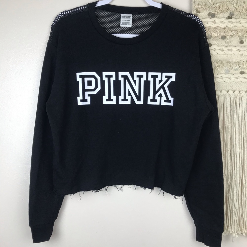 Victoria’s Secret PINK Mesh Raw Hem Sweatshirt